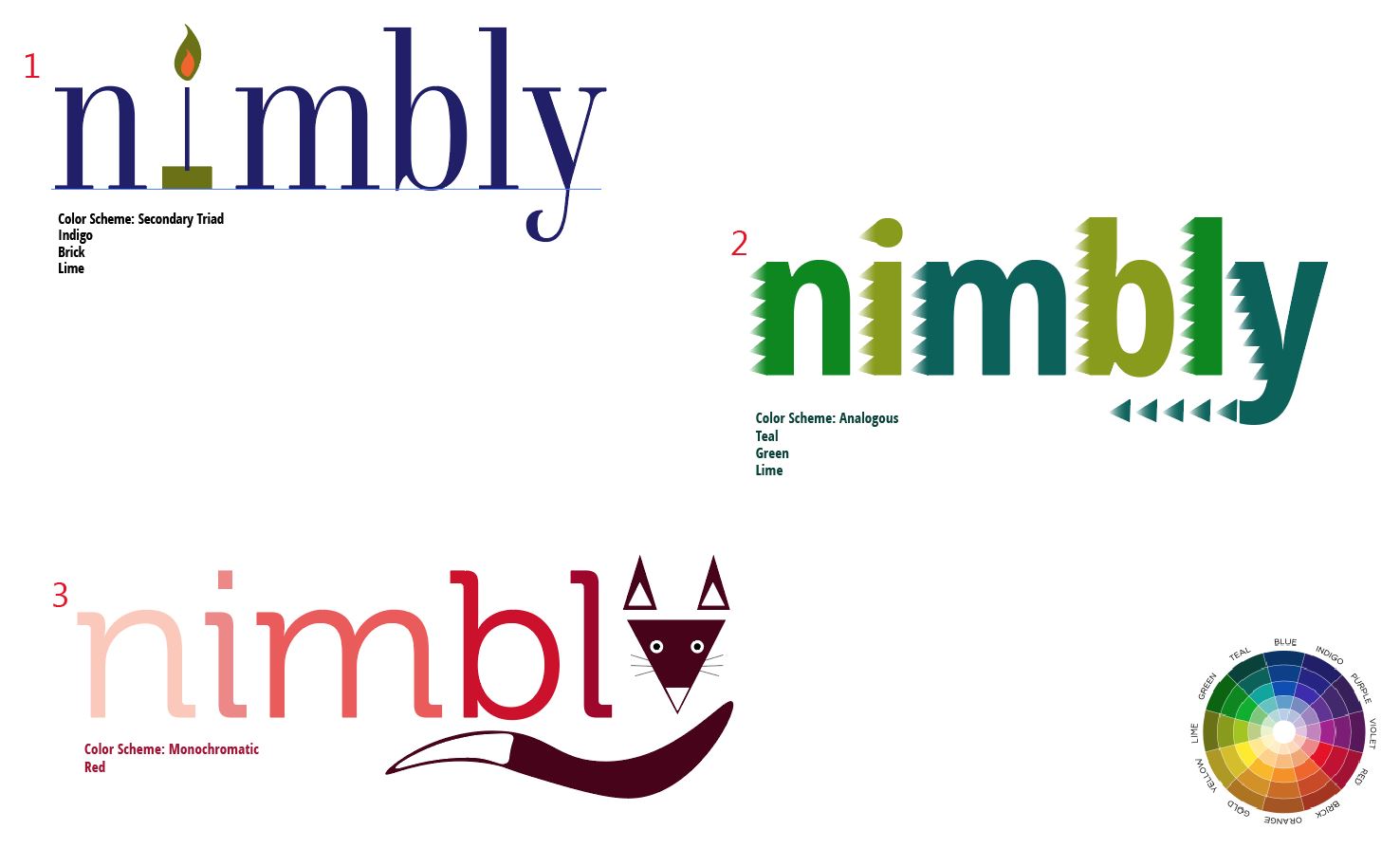 image of the Nimble logo iterations Julie made for a class project