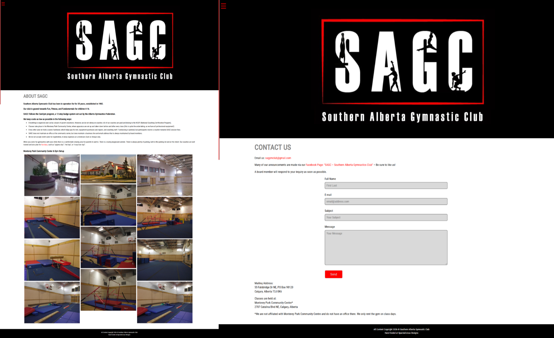 Julie's First Website for Someone Else - Gymnastics Club