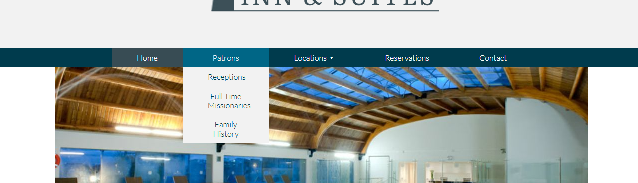Images of the fictitious Temple Inn & Suites Website