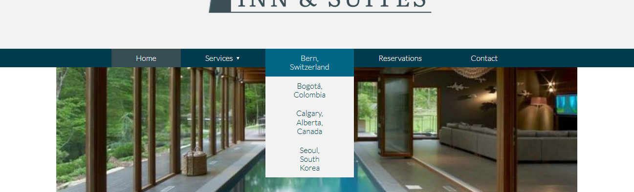 Images of the fictitious Temple Inn & Suites Website