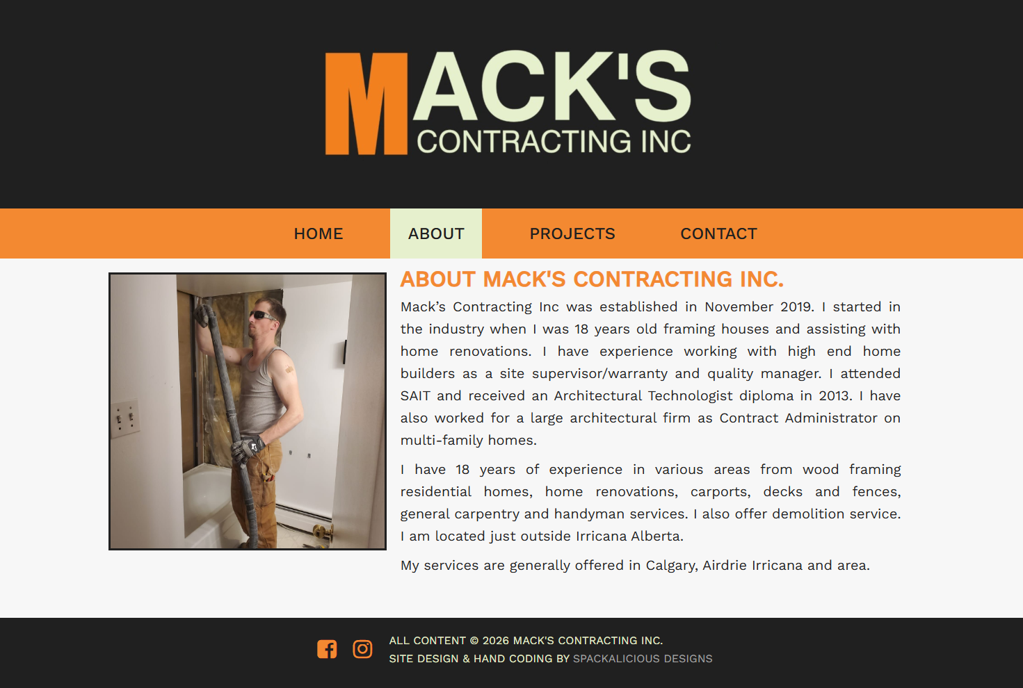 Image of Mack's Contracting Website