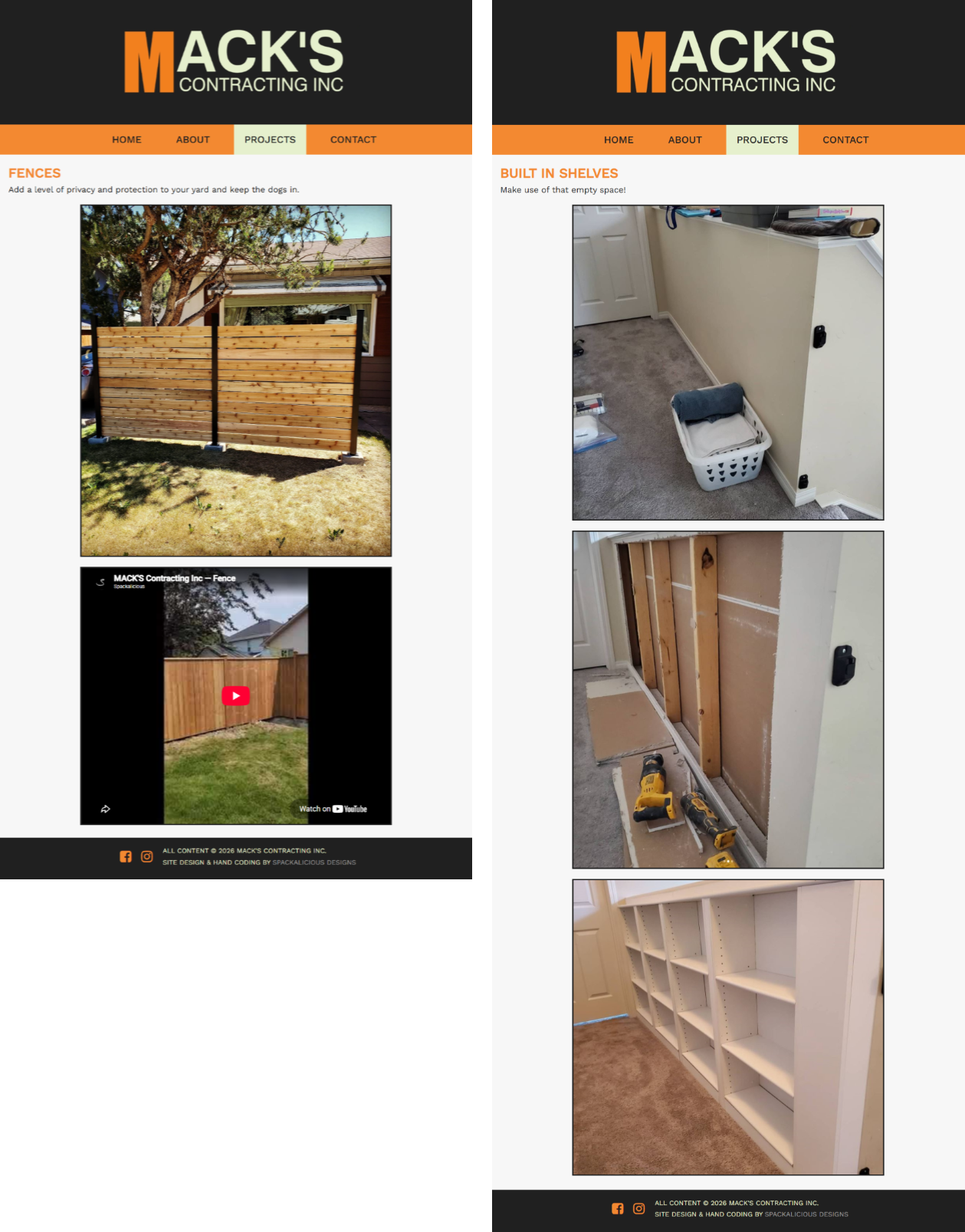 Image of Mack's Contracting Website