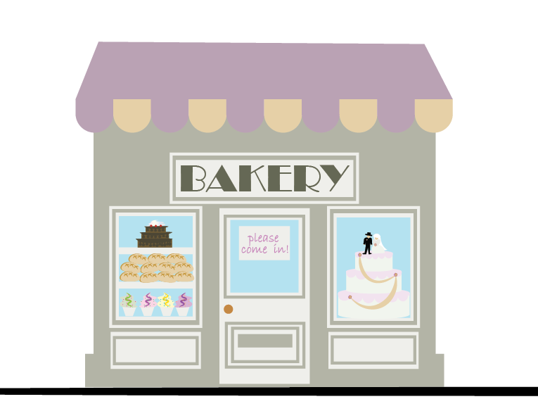 The bakery from Julie's class project using Adobe Illustrator to make a city scene.