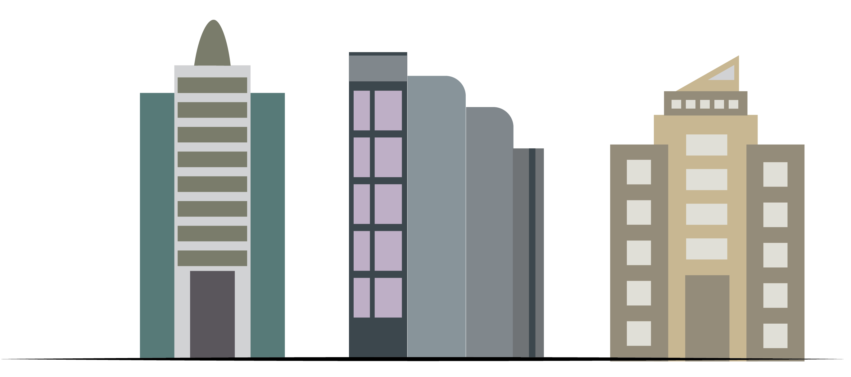Medium buildings from Julie's class project using Adobe Illustrator to make a city scene.