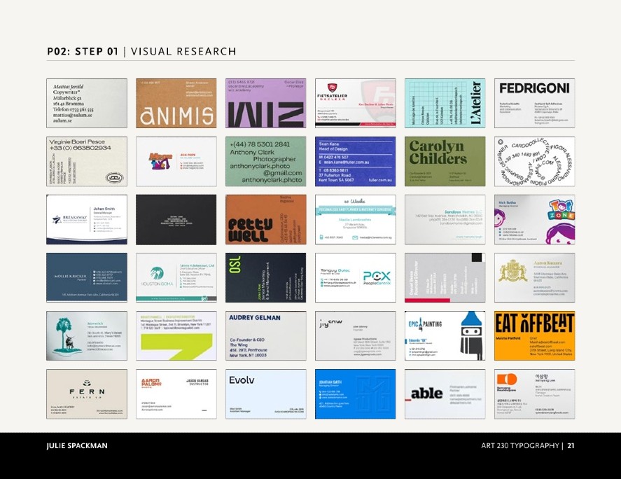 Design Process for Julie's Business Cards