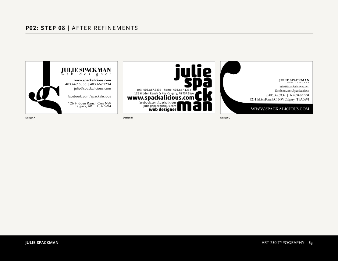 Design Process for Julie's Business Cards