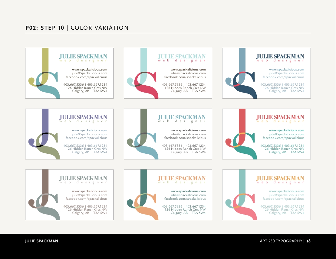 Design Process for Julie's Business Cards