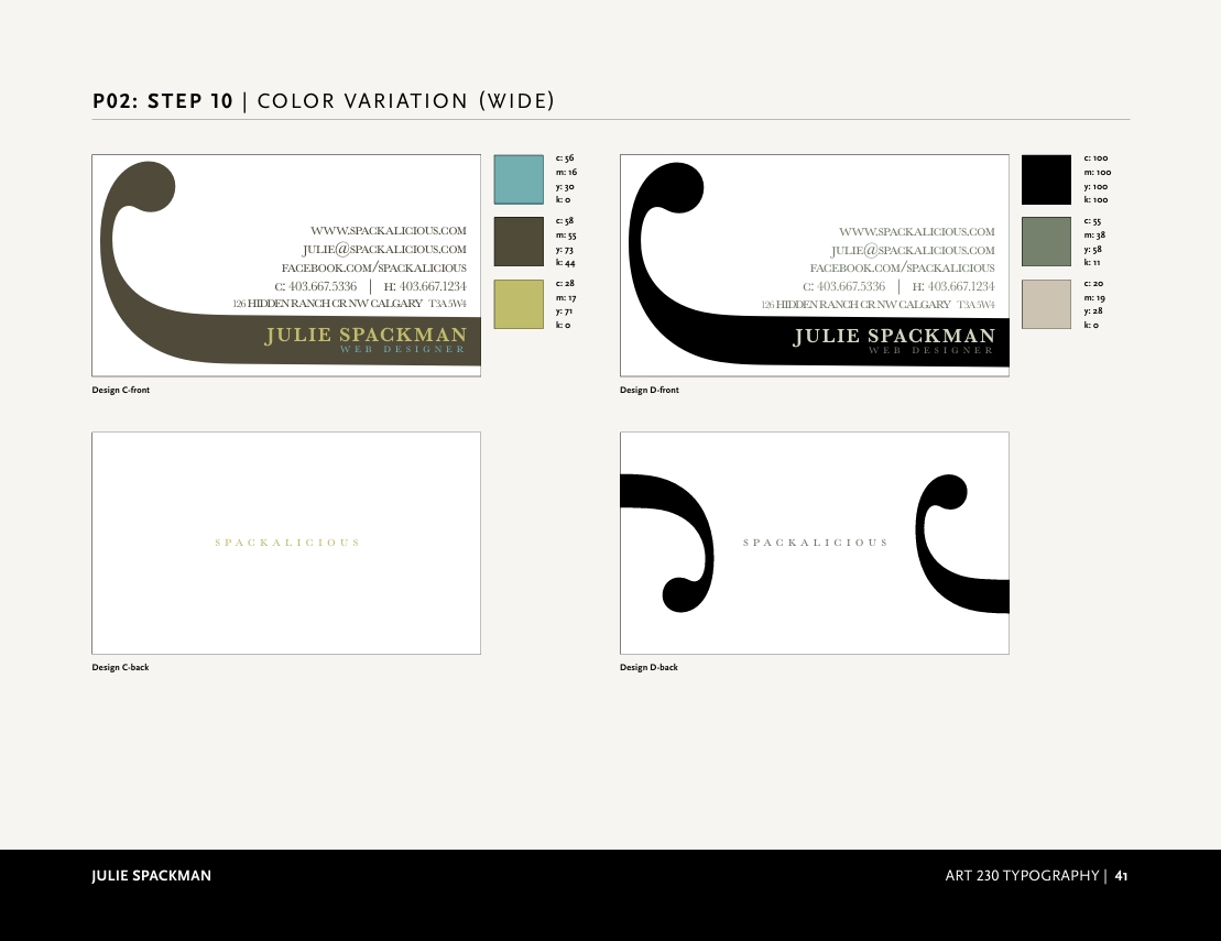 Design Process for Julie's Business Cards