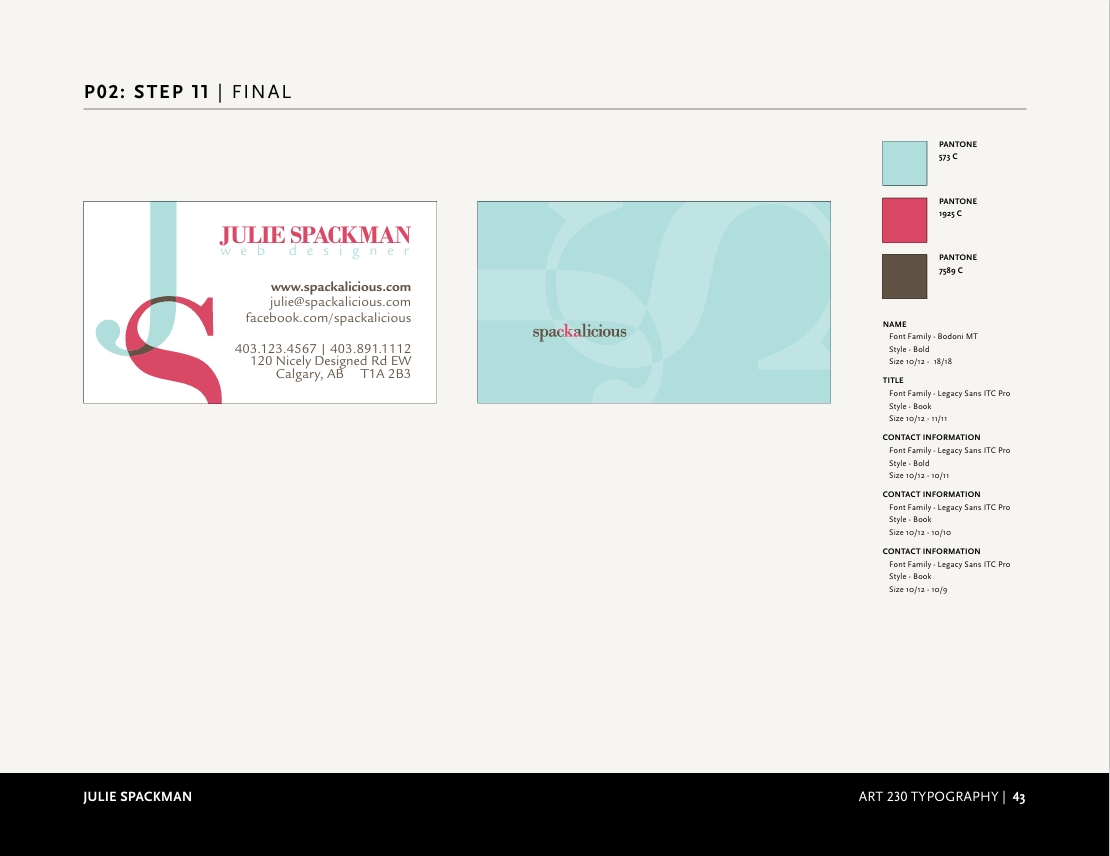 Design Process for Julie's Business Cards