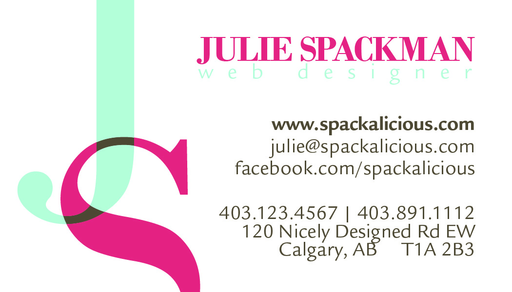 Design Process for Julie's Business Cards