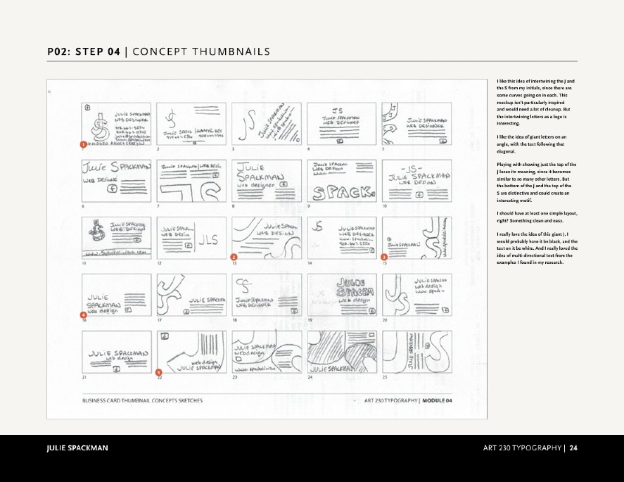 Design Process for Julie's Business Cards