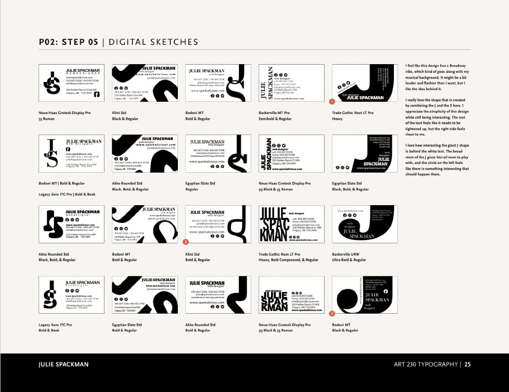 Design Process for Julie's Business Cards