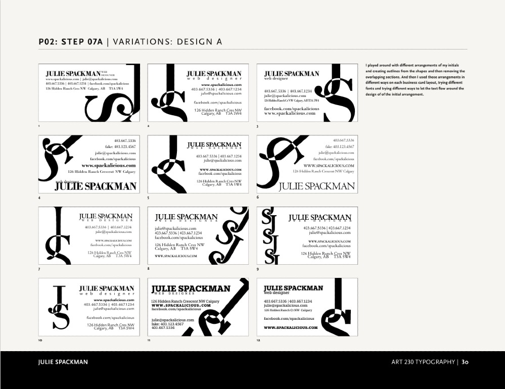 Design Process for Julie's Business Cards
