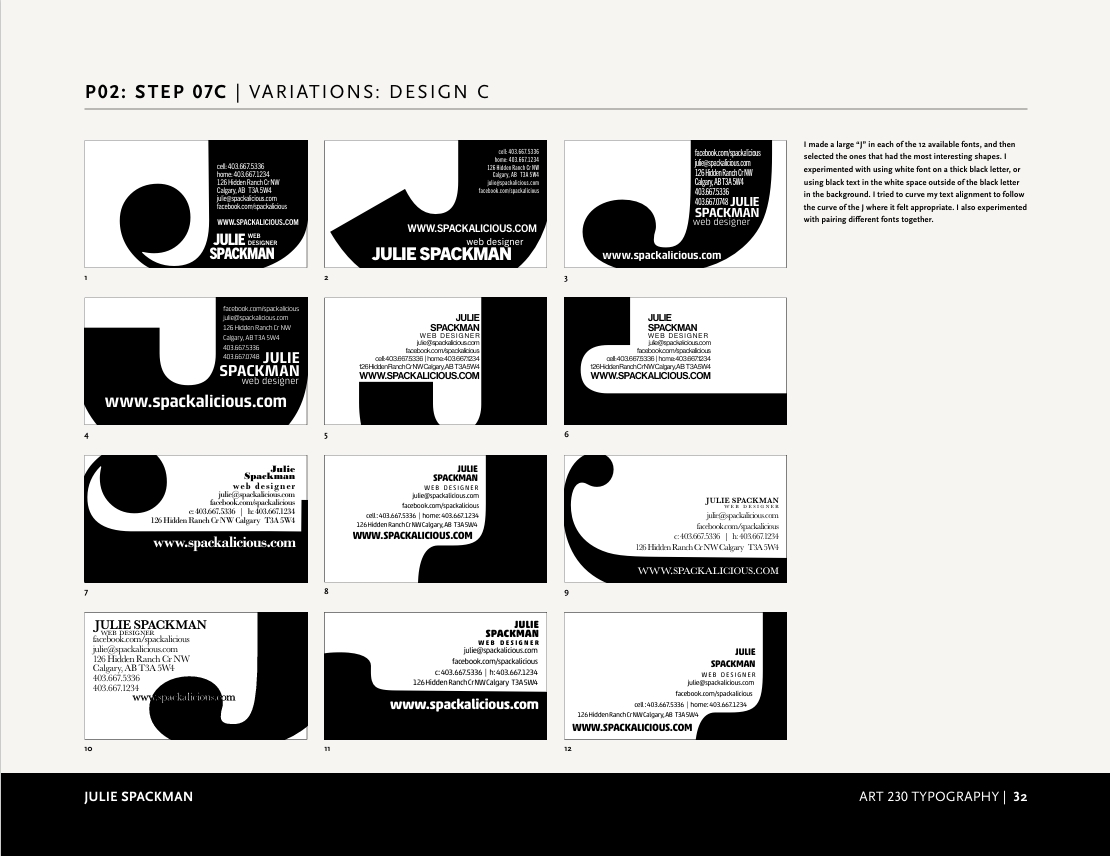 Design Process for Julie's Business Cards