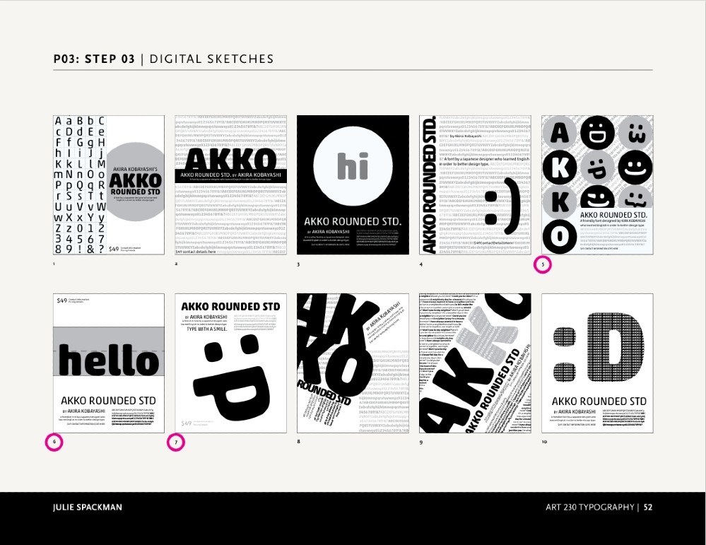 Design Process of Julie's class assignment for a Typography Poster