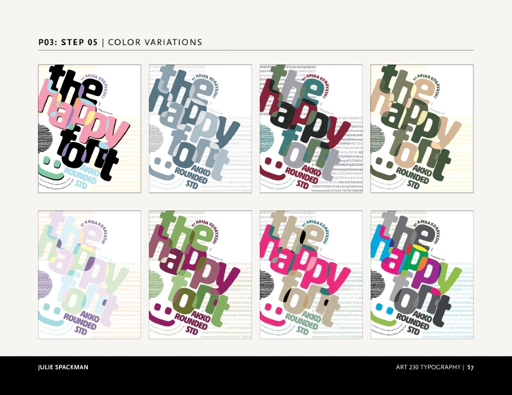 Design Process of Julie's class assignment for a Typography Poster