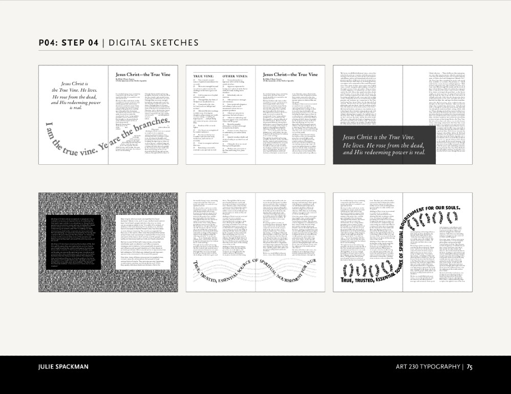 Images from the Design Process to create a 7x10 Booklet of a Conference Talk