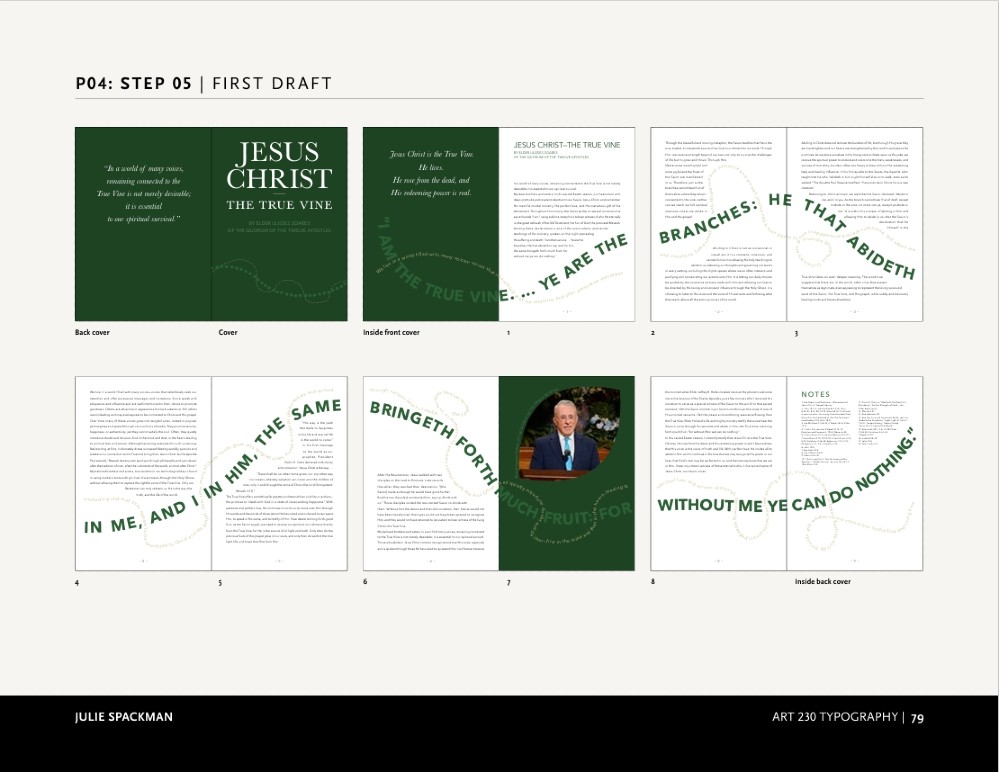 Images from the Design Process to create a 7x10 Booklet of a Conference Talk
