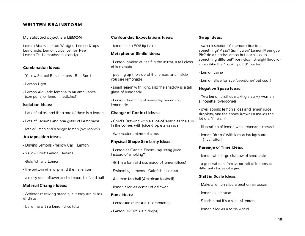 Design process for Julie's Graphic Design Project on Creative Strategies